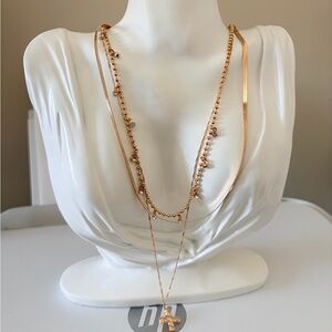 Gold Multi-Layer Cross Pendant Necklace - Women Jewelry
